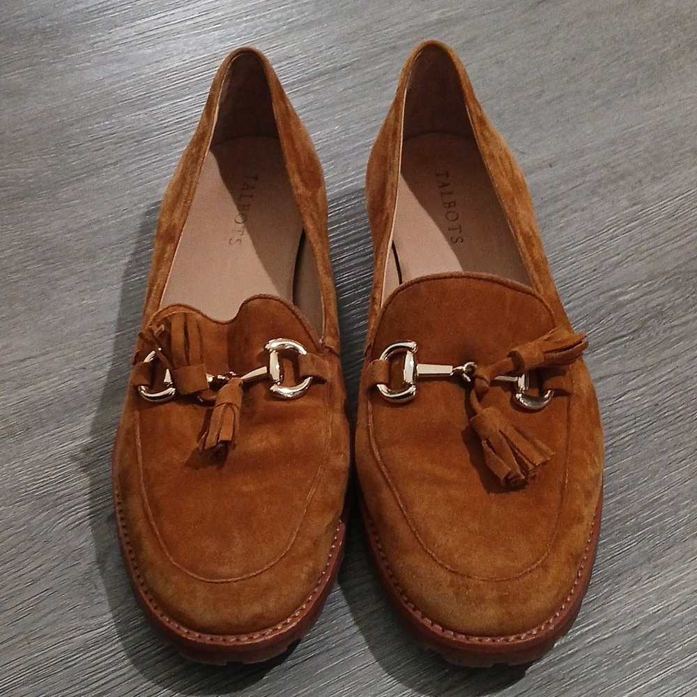 Talbots Women's Suede Tassel Loafers in Camel  Sz 10.5  EUC - Picture 2 of 9